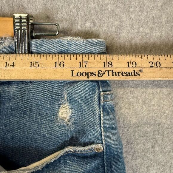 Good American Women Size 16 Straight Leg Denim Jeans Light Wash Blue Distressed - Picture 7 of 12